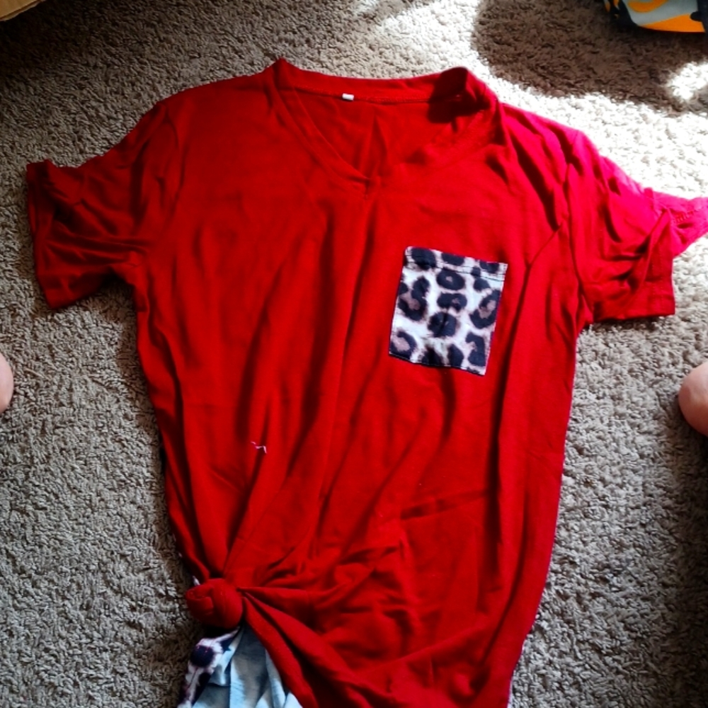 Brand new red and leopard tie t-shirt